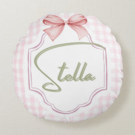 Gepersonaliseerde Stella Baby Meisje Kwekerij Bow Rond Kussen