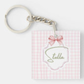 Gepersonaliseerde Stella Baby Meisje Kwekerij Bow  Sleutelhanger (voorkant)
