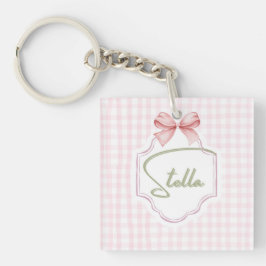 Gepersonaliseerde Stella Baby Meisje Kwekerij Bow Sleutelhanger
