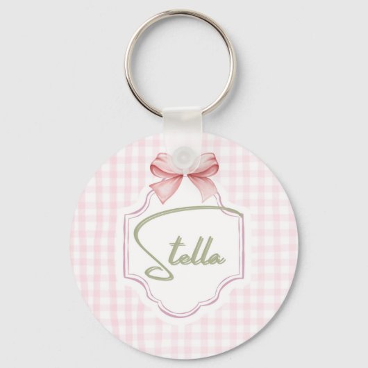 Gepersonaliseerde Stella Baby Meisje Kwekerij Bow  Sleutelhanger (Voorkant)