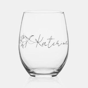 Gepersonaliseerde Stemless Wijnglas Elegante Bloem Wijnglas Zonder Voet