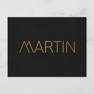 Gepersonaliseerde Stencil Font Martin Gold Black Briefkaart