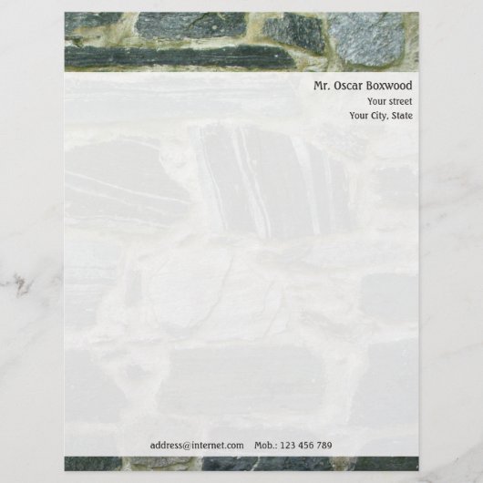 Gepersonaliseerde stenen muur met retouradres custom briefhoofd (Voorkant)