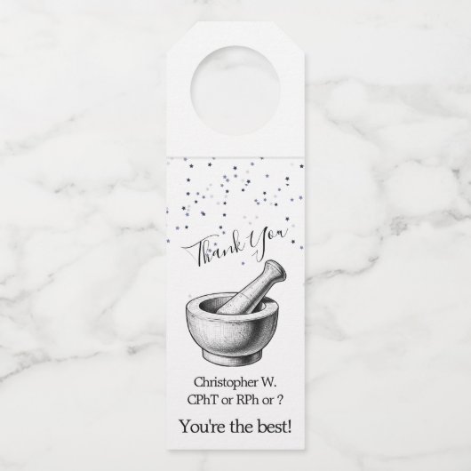 Gepersonaliseerde ster Dank u Hanger Label Apothee (Voorkant)