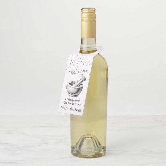 Gepersonaliseerde ster Dank u Hanger Label Apothee (Schuin)