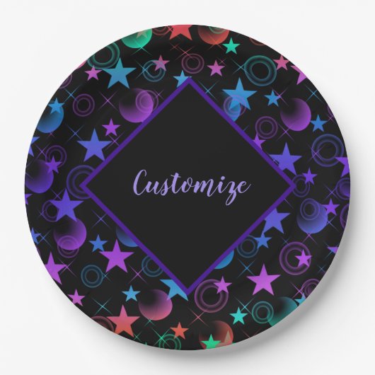 Gepersonaliseerde sterren 'n Stuff Patroon 2 Papieren Bordje (Voorkant)