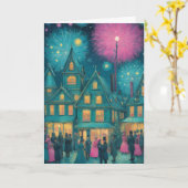 Gepersonaliseerde Sterrennacht kerst Kaart (Gele Bloem)