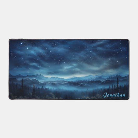 Gepersonaliseerde Sterrennacht Landscape Desk Mat (Voorkant)