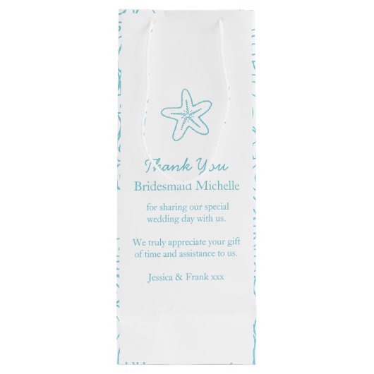 Gepersonaliseerde stervisblauwe bruiloft gunt wijn wijn cadeautas (Achterkant)