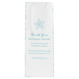 Gepersonaliseerde stervisblauwe bruiloft gunt wijn wijn cadeautas