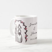 Gepersonaliseerde Stick Figuur Bruid en Bruidegom  Koffiemok (Voorkant links)