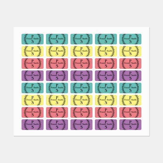 Gepersonaliseerde stick op naamlabels voor kleding labels (Vel)