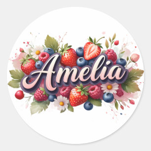 Gepersonaliseerde Sticker Amelia Berry Floral Desi