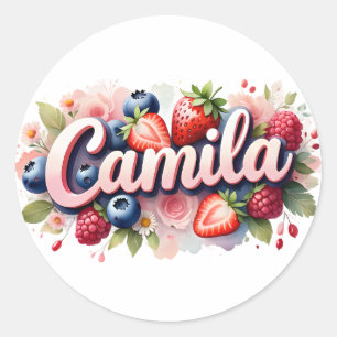 Gepersonaliseerde Sticker Camila Berry Floral Desi