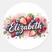 Gepersonaliseerde Sticker Elizabeth Berry Floral D (Voorkant)