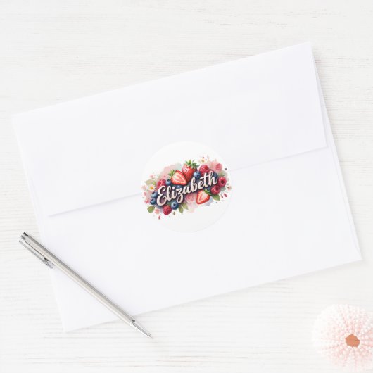 Gepersonaliseerde Sticker Elizabeth Berry Floral D (Envelop)