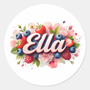 Gepersonaliseerde Sticker Ella Berry Floral Design