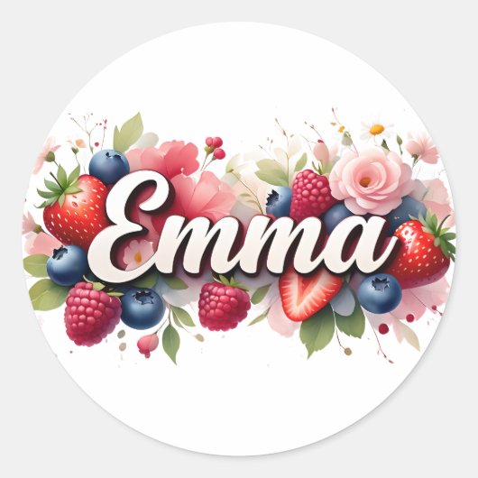 Gepersonaliseerde Sticker "Emma" Berry Floral Desi (Voorkant)