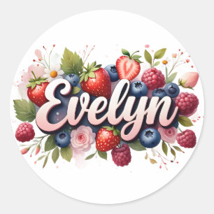 Gepersonaliseerde Sticker Evelyn Berry Floral Desi