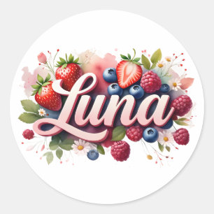 Gepersonaliseerde Sticker Luna Berry Floral Design