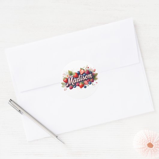 Gepersonaliseerde Sticker Madison Berry Floral Des (Envelop)