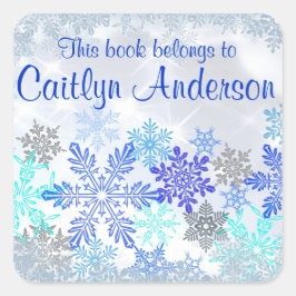 Gepersonaliseerde Sticker Snowflakes Bookplaat