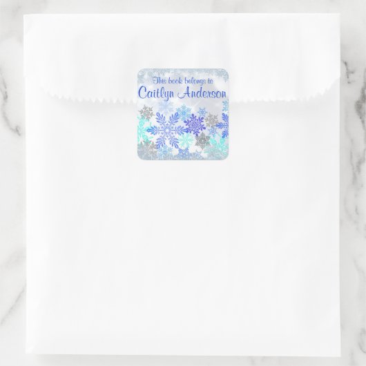 Gepersonaliseerde Sticker Snowflakes Bookplaat (Tas)