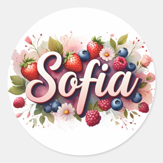 Gepersonaliseerde Sticker "Sofia" Berry Floral Des (Voorkant)