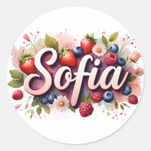 Gepersonaliseerde Sticker "Sofia" Berry Floral Des