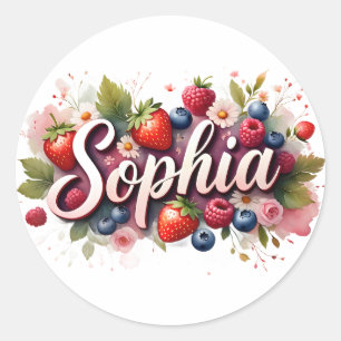 Gepersonaliseerde Sticker "Sophia" Berry Floral De