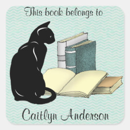 Gepersonaliseerde Sticker voor kat- en boekenkookp