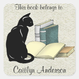 Gepersonaliseerde Sticker voor kat- en boekenkookp
