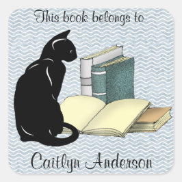 Gepersonaliseerde Sticker voor kat- en boekenkookp