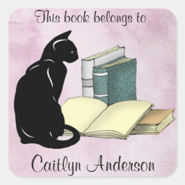 Gepersonaliseerde Sticker voor kat- en boekenkookp