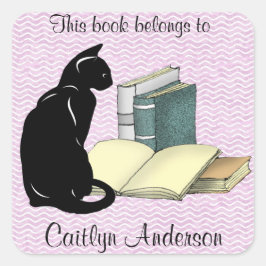 Gepersonaliseerde Sticker voor kat- en boekenkookp