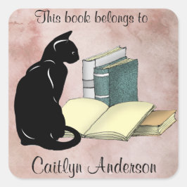 Gepersonaliseerde Sticker voor kat- en boekenkookp