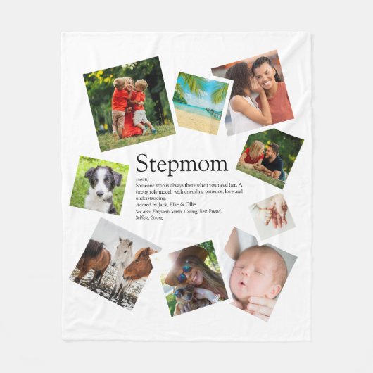Gepersonaliseerde stiefmoeder definitie 9 foto col fleece deken (Voorkant)