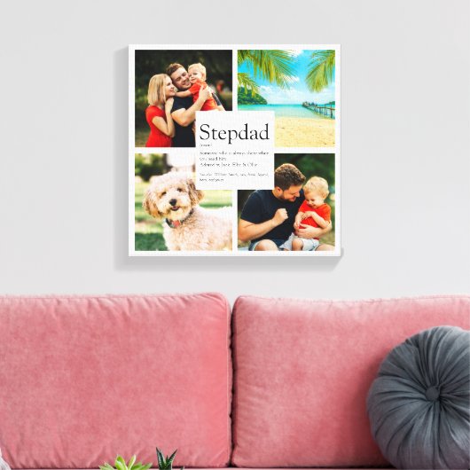 Gepersonaliseerde stiefvader naam definitie 4 foto canvas afdruk (Insitu (Woonkamer))