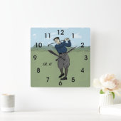 Gepersonaliseerde  stijl golfer swingen zijn club vierkante klok (Huis)