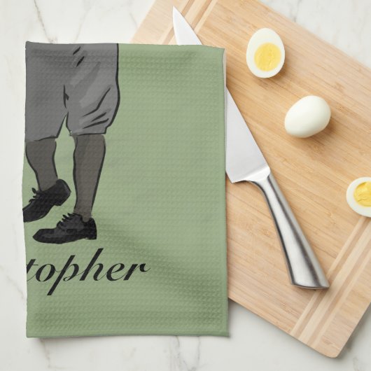 Gepersonaliseerde stijl golfer swinging een club theedoek (Quarter Fold)