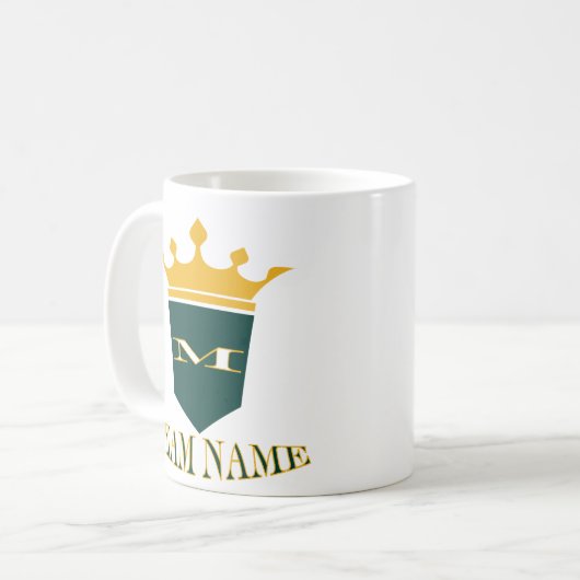 Gepersonaliseerde stijlvolle aangepaste teamnaam koffiemok (Voorkant links)