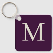 Gepersonaliseerde Stijlvolle Donker Purple Monogra Sleutelhanger (Voorkant)