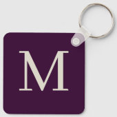 Gepersonaliseerde Stijlvolle Donker Purple Monogra Sleutelhanger (Achterkant)
