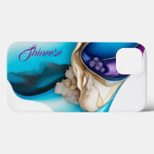 Gepersonaliseerde stijlvolle in blauw en goud Case-Mate iPhone case (Achterkant (horizontaal))