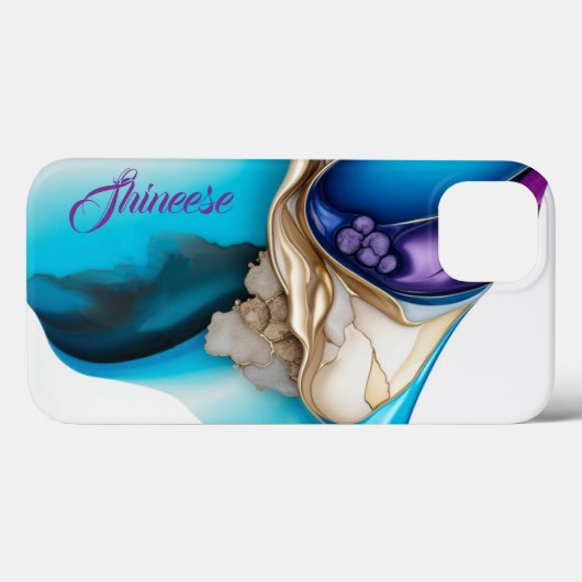 Gepersonaliseerde stijlvolle in blauw en goud Case-Mate iPhone case (Achterkant (horizontaal))