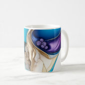 Gepersonaliseerde stijlvolle in blauw en goud koffiemok (Voorkant rechts)