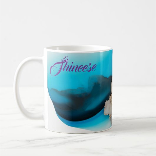 Gepersonaliseerde stijlvolle in blauw en goud koffiemok (Links)