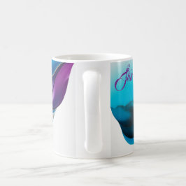 Gepersonaliseerde stijlvolle in blauw en goud koffiemok