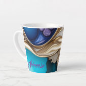 Gepersonaliseerde stijlvolle in blauw en goud latte mok (Linkerhoek)