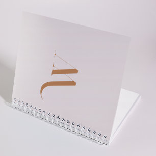 Gepersonaliseerde stijlvolle Initiaal naam Beige & Notitieboek